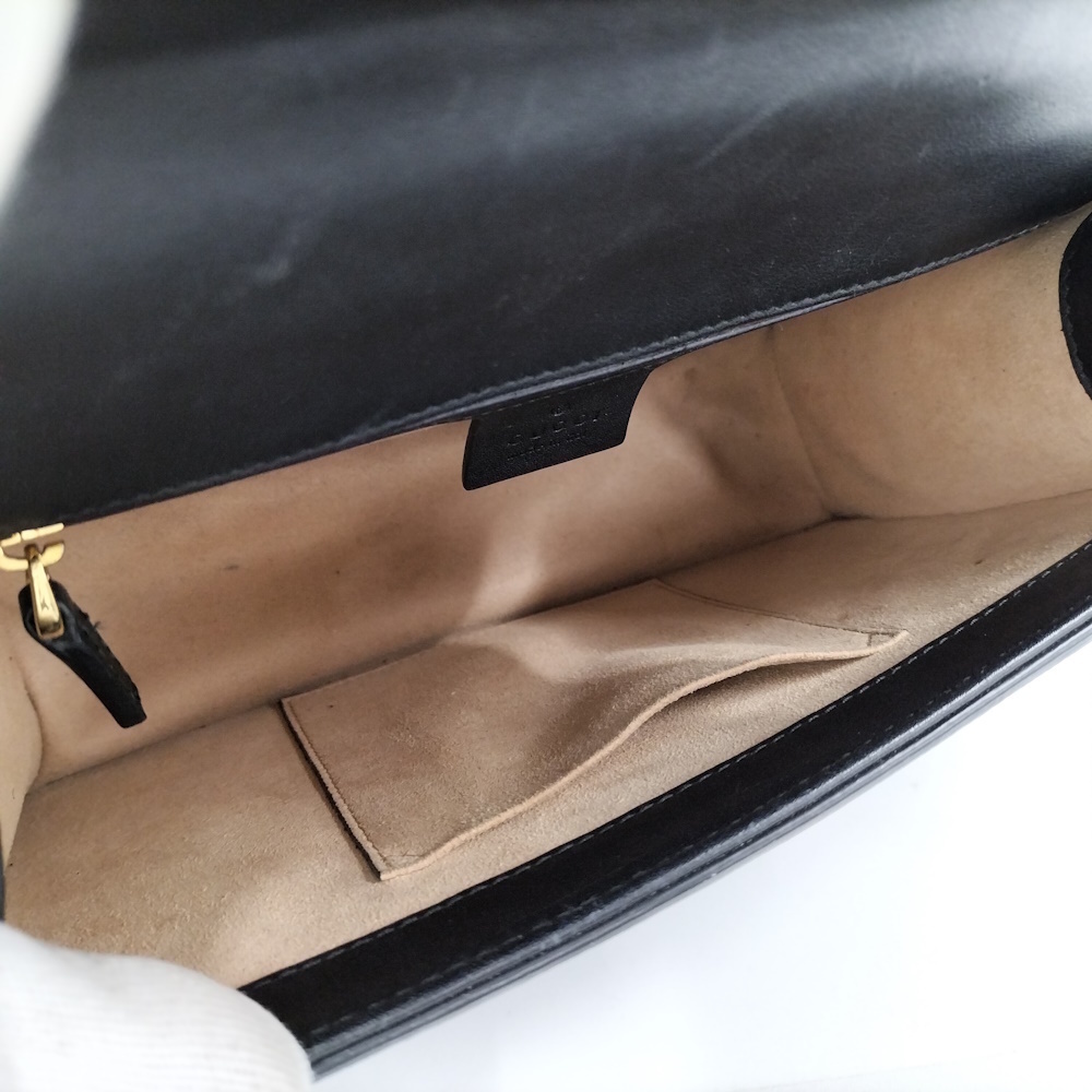 GUCCI Shoulder Bag Sherry Suede Black - Picture 10 of 10